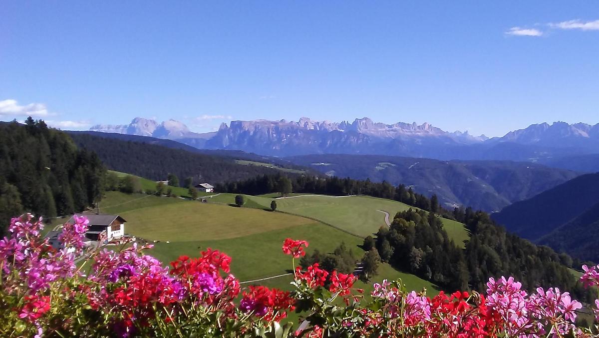 Uitzicht op de Rosengarten en de Schlern