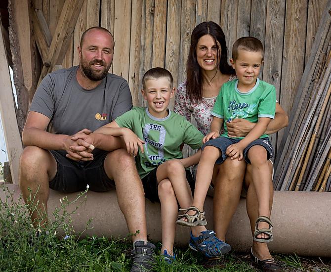 Familie Weifner: Erwin, Paul, Stefanie en Peter