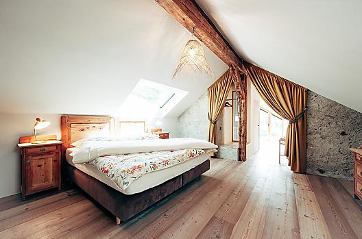 Slaapkamer van het vakantieappartement Nuss.