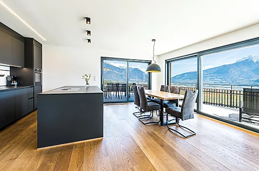 Keuken van vakantieappartement Mutspitze
